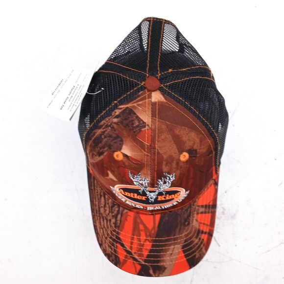 Antler King Bigger Bucks Mesh Trucker Cap Snap Back Orange Embroidery Deer - Picture 8 of 9